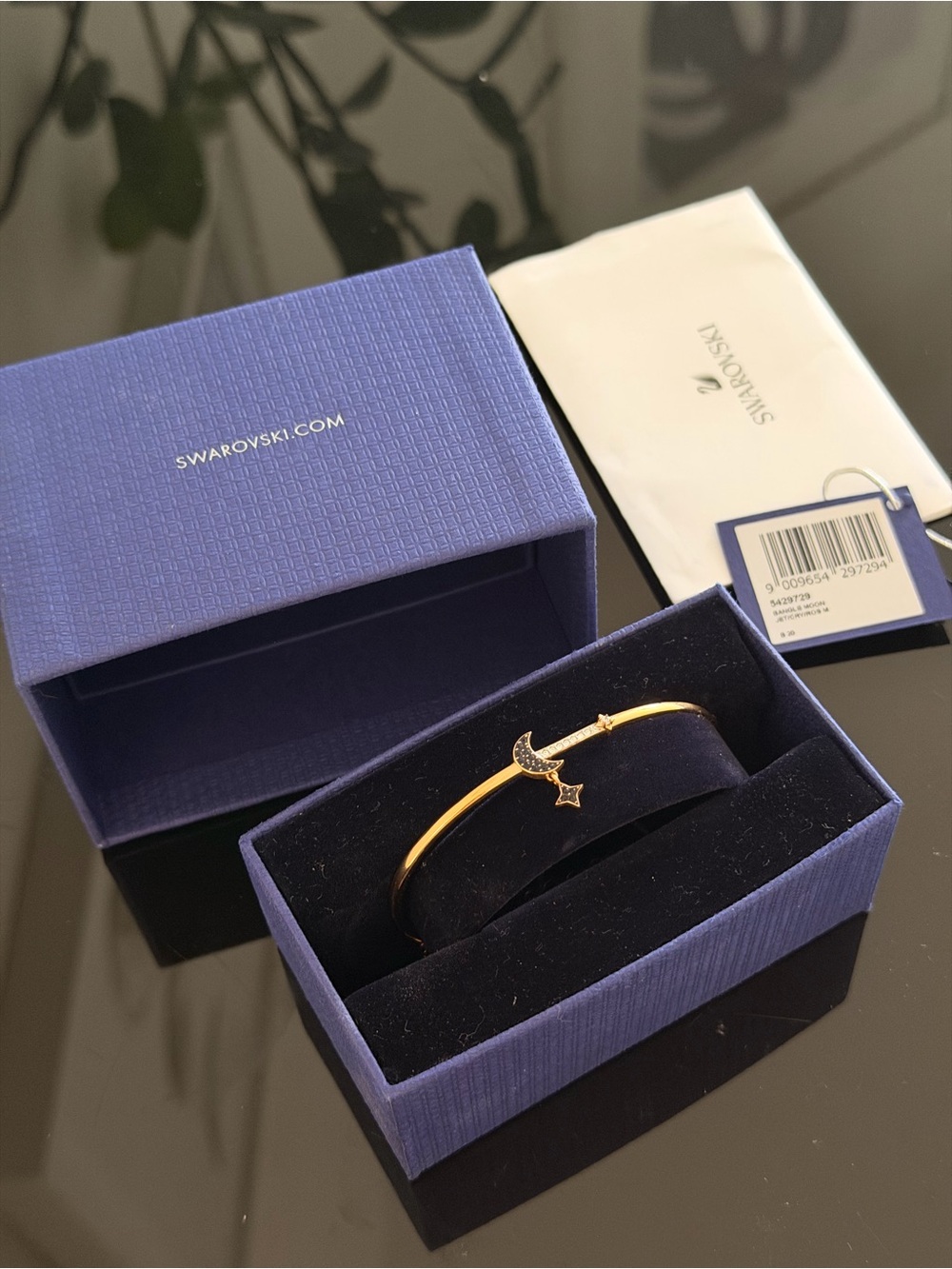 Swarovski Gold Moon & Star Crystal Bangle Bracelet